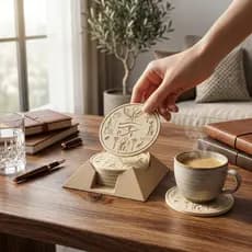 Porta Copos Egípcio Decorativo com Suporte Premium | Kit Porta Copo Egito Antigo Temático para Mesa