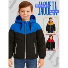 Jaqueta Bobojaco Juvenil Masculina Nylon Forrada Modelo Puffer Inverno Escolar