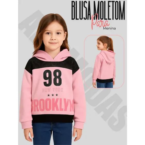 Blusa de Frio Infantil Feminina Moletom com Capuz Confortável Inverno Importada