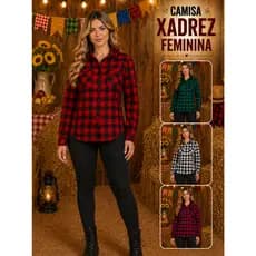 Camisa Xadrez Feminina Manga Longa Estilo Caipira Festa Junina Blusa