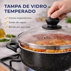 Caçarola Com Tampa revestimento cerâmico 20 cm pratica para o dia a dia