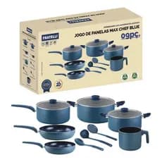 Jogo de Panelas Antiaderente 9 Peças - Azul, praticidade moderno e alta performance para sua cozinha