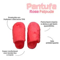 Pantufa Feminina Felpuda 38/39 Pink ou Cinza, pantufa perfeita para aquecer os pés em dias de frio