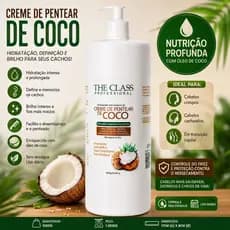 Creme de Pentear de Coco 1 Litro, brilho radiante e definição perfeita dos cachos