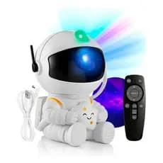 Luminária Astronauta Led Infantil Projetor Galáxia Led Rgb Branco 127/220v