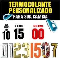 Kit Nome e Número + Frase termocolante para camisa de futebol