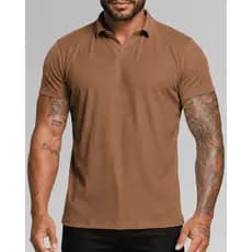 Camiseta Polo Italiana Texturizada Canelada Masculina Moda Casual Camisa Elegante