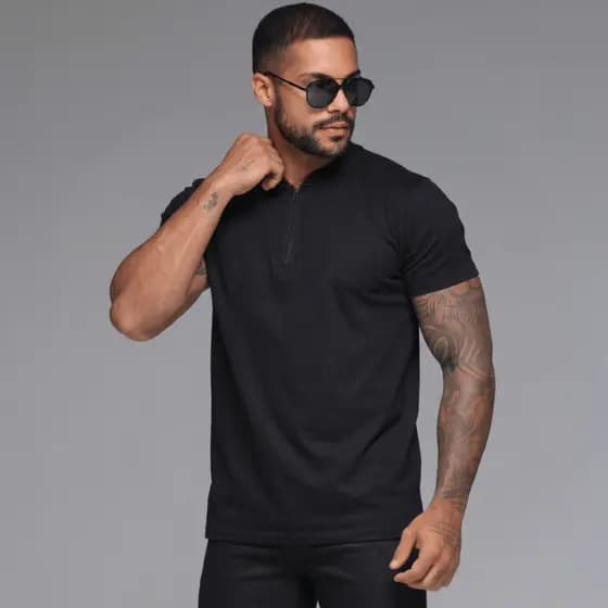 Camiseta Masculina Hanley Com Zíper Frontal Premium