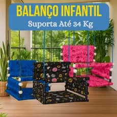 Balanço Infantil em Madeira Cadeira Suspensa Bebê Criança 31kg Confortável Reforçado Colorido