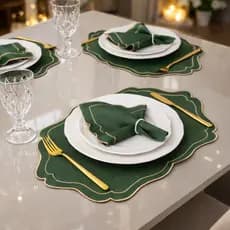 Jogo Americano | 6 ou 12 Lugares | Mesa Posta Sousplat Bordado Elegante Decoração