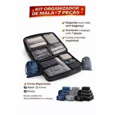 Kit 7 Peças Organizador de Mala Viagem Necessaire Completo