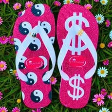 Chinelo Feminino Estampa Dinheiro Money Rosa Estilo Street Novdade