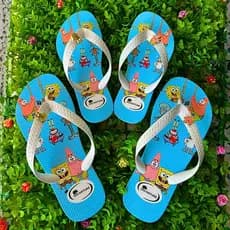 Kit com 2 Chinelos Adulto e Infantil Confortável do Bob Sponja Kit Mãe e Filha Isis Nature