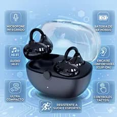 J80 Fone Bluetooth de Clipe na Orelha E Bateria com Duração de 48 Horas I com Microfone Esportivo Resistente ao Suor