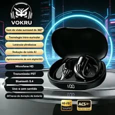 OWS Bluetooth 5.4 Fones de Ouvido Sem Fio – Touch HD Sound I Ergonomic Com Microfone I Esportivo Antitranspirante