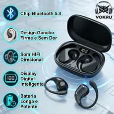 Fone Bluetooth Sem Fio com Microfone HD Bateria Longa Chamadas Claras e Conforto Prolongado I Esportivo Antitranspirante
