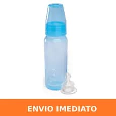 Mamadeira Cefisa 240ml Infantil Bico Silicone Redondo Antivazamento Bebê Estampa Lisa