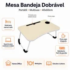 Mesa Bandeja Dobrável Portátil Cama Sofá Notebook Tablet Refeição 40x60cm Envio imediato