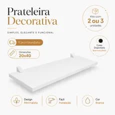 Kit Prateleiras Parede 20x40cm 2 ou 3 Unidades Preta ou Branca Com Buchas E Parafusos Envio Rapido