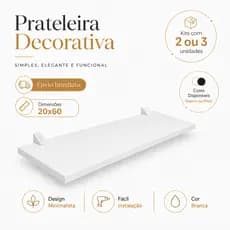 Kit Com 2 ou 3 Prateleiras Decorativas MDP 20x60cm Organizador Sala Quarto Envio Imediato
