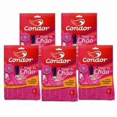 Pano De Chão Microfibra Condor Rosa Grande 50x70cm Kit 5 Unidades Alta Absorção e  Não Solta Fiapos