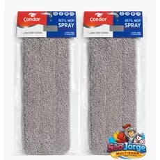 Kit 2 Refil Mop Spray Esfregão Microfibra Lavável Limpeza Piso Reposição 33x12cm