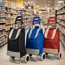 Carrinho De Feira Dobrável Reforçado Com Bolsa Removível Transporte Compras Mercado Viagem