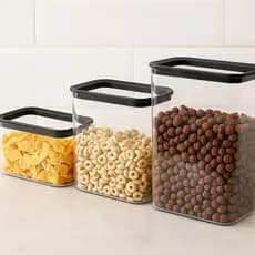 Kit 3 Potes Plástico Transparente Vedação Firme Vasilha Conserva Alimentos Geladeira Armário