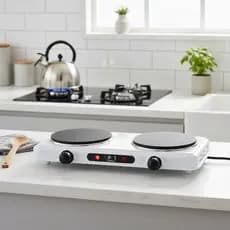 Fogareiro Elétrico Indução Duas Bocas Compacto Branco 127V Portátil Cozinha
