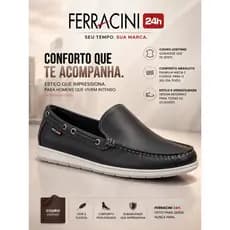 MOCASSIM FERRACINI 24H COURO LEGÍTIMO CALCE FÁCIL SAPATILHA CONFORTO