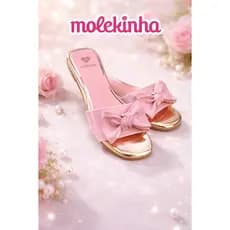 SANDÁLIA RASTEIRA INFANTIL MOLEKINHA ROSA COM LAÇO CONFORTÁVEL SALTO 2CM LEVE E ESTILOSA