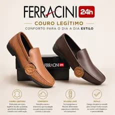 MOCASSIM MASCULINO FERRACIN 24H COURO LEGÍTIMO SUPER CONFORTÁVEL SEM CADARÇO LEVE ORIGINAL ENVIO RÁPIDO