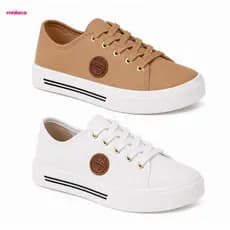TÊNIS FEMININO MOLECA BRANCO, NUDE, CASUAL CONFORTÁVEL ORIGINAL DIA A DIA , PASSEIO E  TRABALHO LEVE