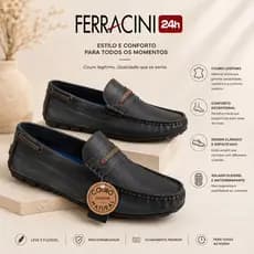 MOCASSIM MASCULINO Ferracini 24H COURO LEGÍTIMO RÚSTICO CONFORTO PREMIUM 3457634C