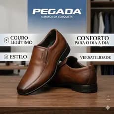SAPATO SOCIAL PEGADA ORIGINAL  MASCULINO EM COURO LEGÍTIMO CONFORTO PREMIUM ELEGANTE PARA TRABALHO E EVENTOS