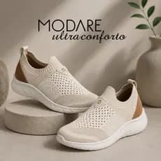 Tênis Feminino Modare Knit Saint Multi Creme - Bege Conforto Calce Fácil