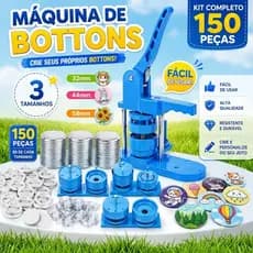3 Kit Máquina de Fazer Bottons Manual 32/44/58mm com 3 Moldes Kit Prensa para Crachás e Broches 150 Botões