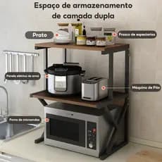 Porta Utensílios de Cozinha Multifuncional, Suporte para Micro-ondas e Forno, Organizador de Temperos