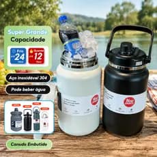 Térmica Inox Super Capacidade 2800ml/4000ml com Canudo Indicado para entusiastas do fitness e famílias