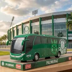 Ônibus Oficial do Palmeiras Usual Verdão Presente Infantil Brinquedo licenciado Alviverde