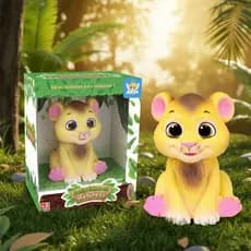 Brinquedo Leão em Vinil Coleção Amiguinhos da Natureza Presente Infantil Criança
