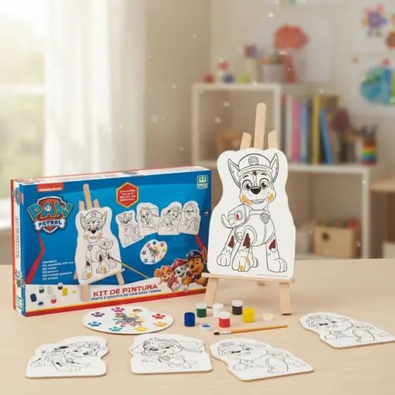 Kit de Pintura Patrulha Canina Infantil Brinquedo Educacional Presente Menino Menina