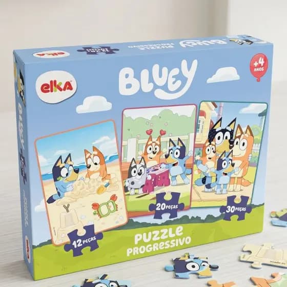 Quebra-cabeça Puzzle Progressivo Bluey 12, 20 E 30 Peças