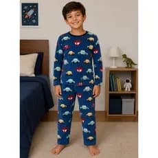 Pijama Infantil Com Estampa Sortida - em Fleece Masculino Inverno