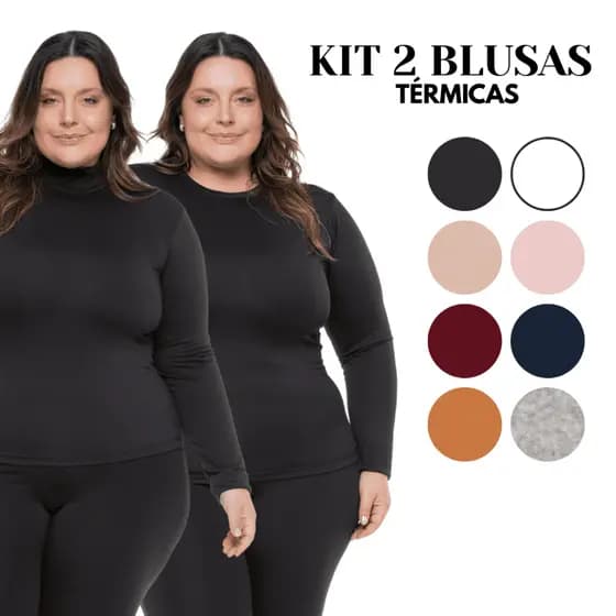 Kit 2 Blusas Térmicas Femininas Moda Plus Size Segunda Pele Confortável e Durável