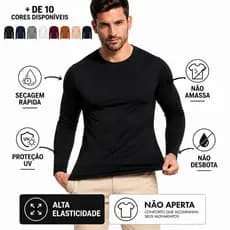 kit 1, 2 ou 3 Blusa Térmica Masculina Peluciada Segunda Pele Manga Longa Inverno Conforto Frio intenso