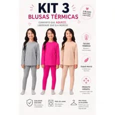 Kit 3 Blusas Térmicas Peluciado Infantil Menina- Super Macia
