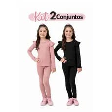kit 2 Conjunto Infantil Canelado com Babado - Cores Vibrante, Confortável e Estiloso