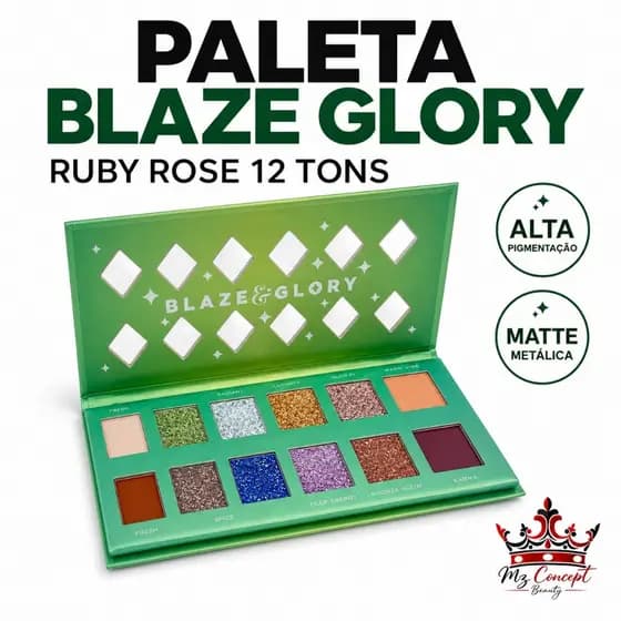 Paleta Sombras Ruby Rose Blaze Glory HB1083 12 Tons Alta Pigmentação Matte
