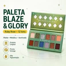 Paleta de Sombras Blaze e Glory Ruby Rose Alta Pigmentação Cores Matte e Cintilantes Maquiagem